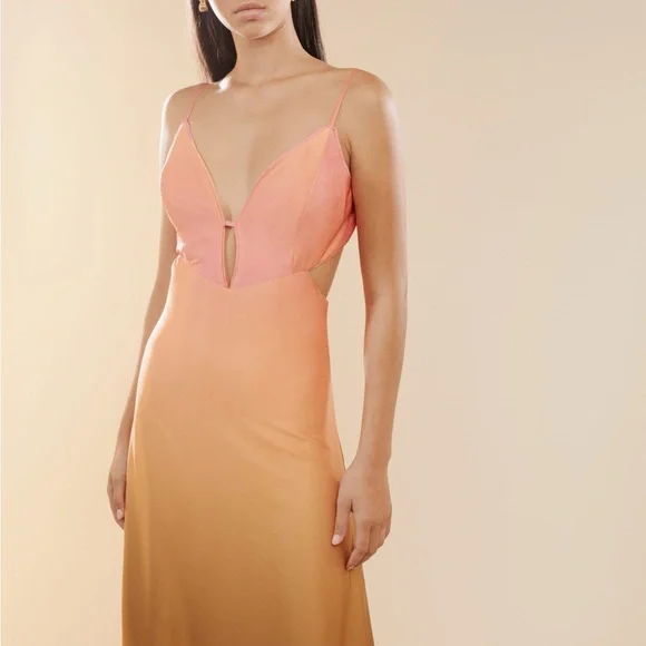 Bardot Womens Karlotta Pink Satin Back Tie Long Slip Dress XXL